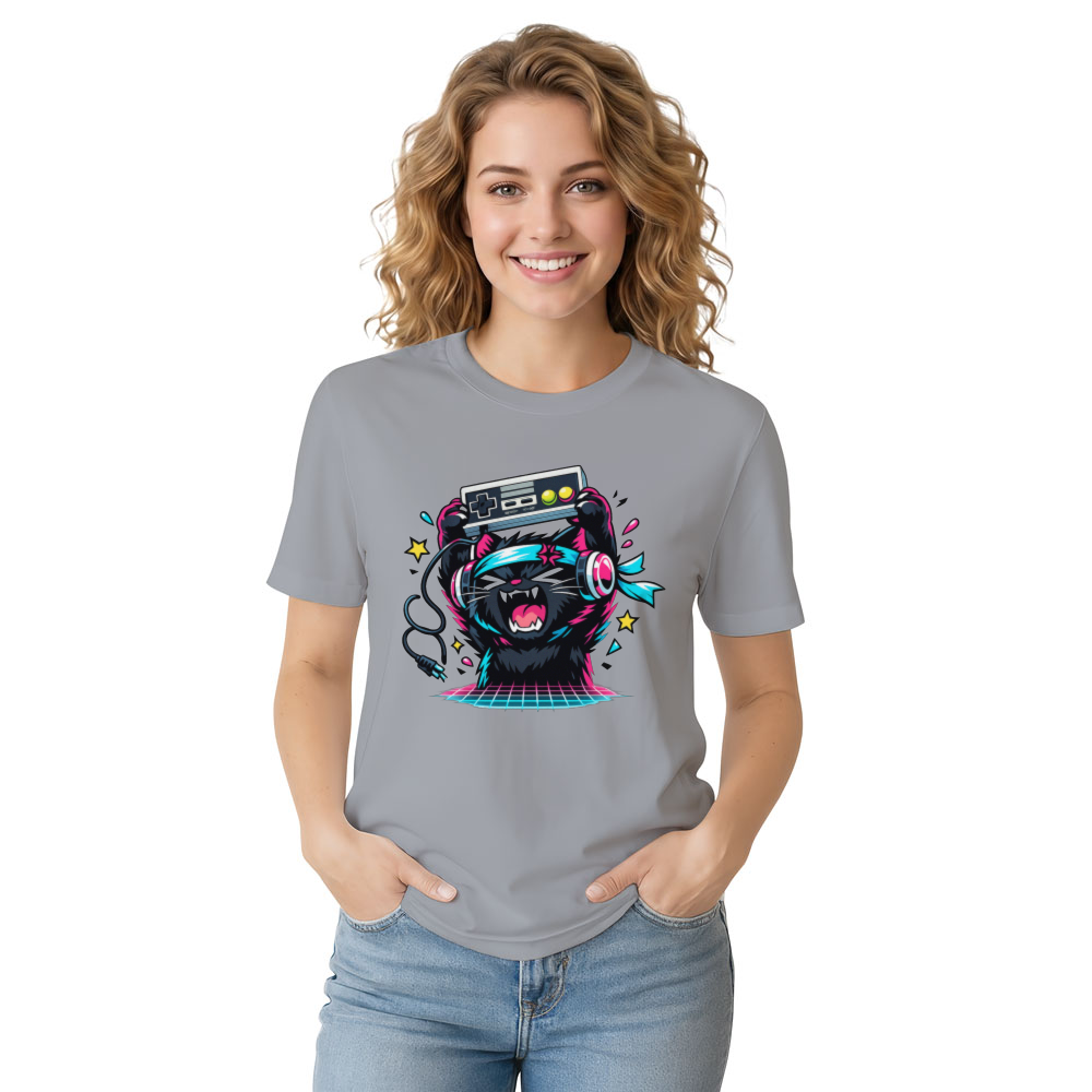 Anime Otaku Cat Neon Rage Quit T-Shirt - Retro Gamers And Anime Fans