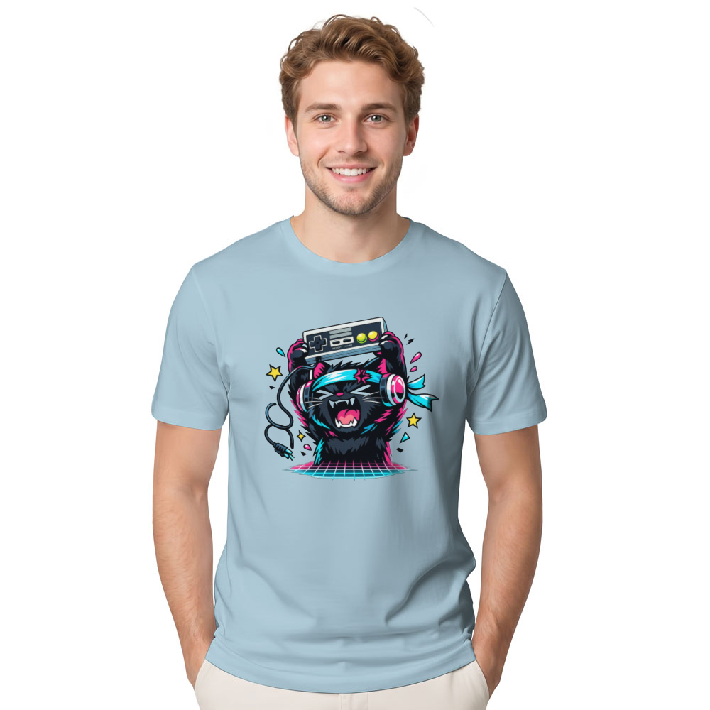 Anime Otaku Cat Neon Rage Quit T-Shirt - Retro Gamers And Anime Fans