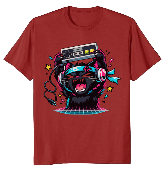 Anime Otaku Cat Neon Rage Quit T-Shirt - Retro Gamers And Anime Fans