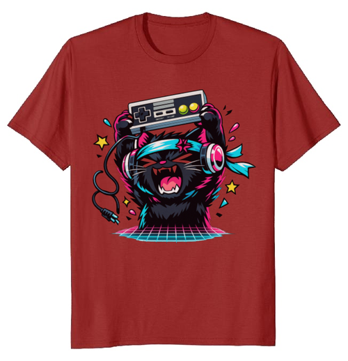 Anime Otaku Cat Neon Rage Quit T-Shirt - Retro Gamers And Anime Fans