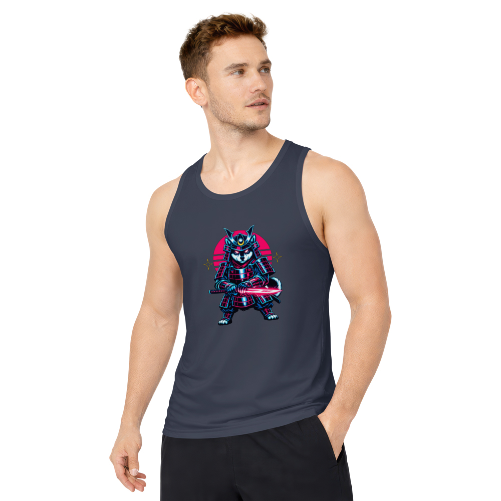 Synthwave Shiba Ronin in Neon Armor Tank Top