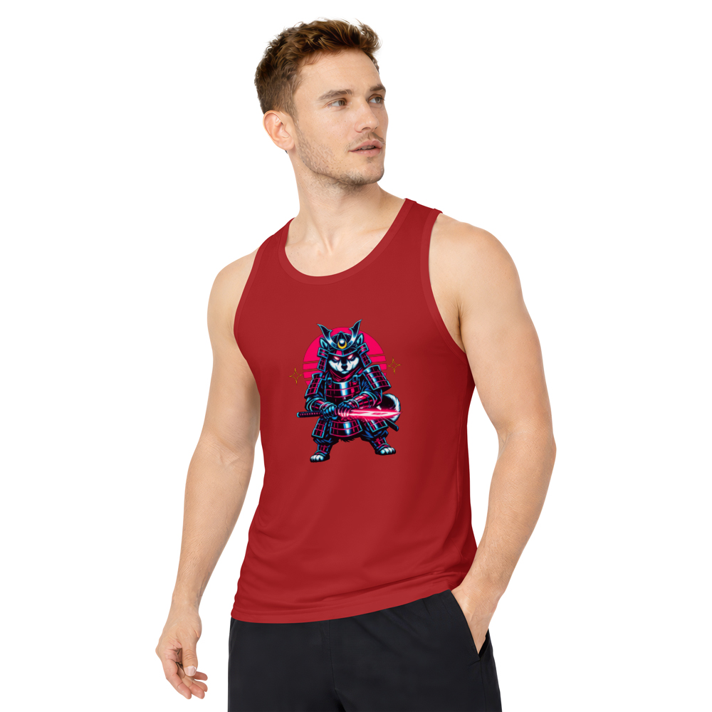 Shiba Samurai Neon Ronin Synthwave Tanktop - Gamers And Anime Fans