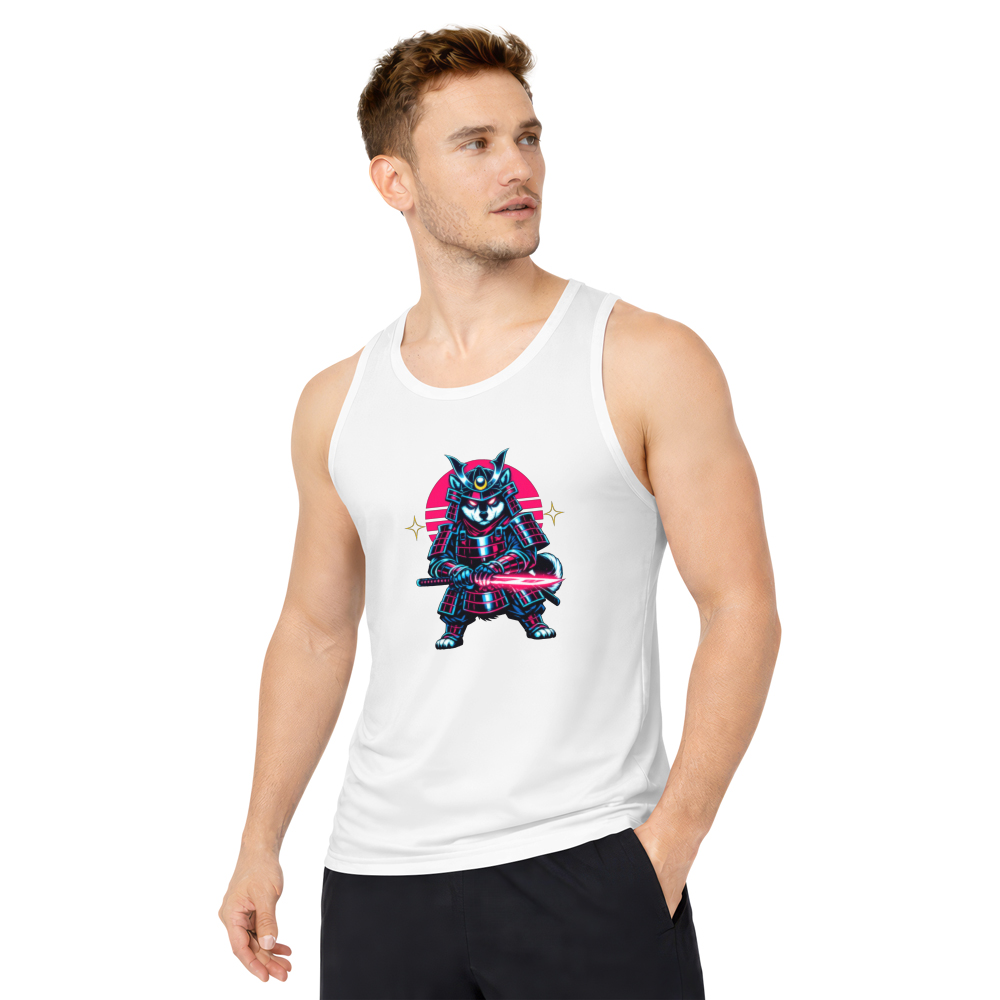 Shiba Samurai Neon Ronin Synthwave Tanktop - Gamers And Anime Fans
