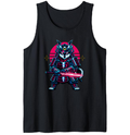 Shiba Samurai Neon Ronin Synthwave Tanktop - Gamers And Anime Fans