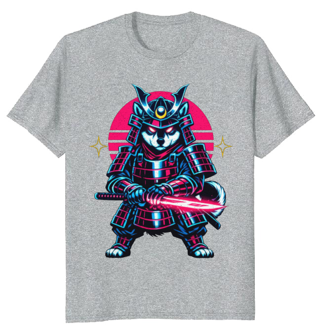 Shiba Samurai Neon Ronin T-Shirt - Gamers And Anime Fans