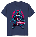Synthwave Shiba Ronin With Neon Arcade Glow T-Shirt