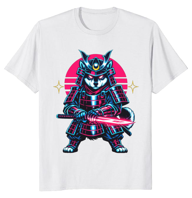 Shiba Samurai Neon Ronin T-Shirt - Gamers And Anime Fans