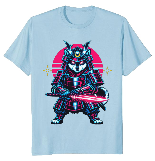 Shiba Samurai Neon Ronin T-Shirt - Gamers And Anime Fans