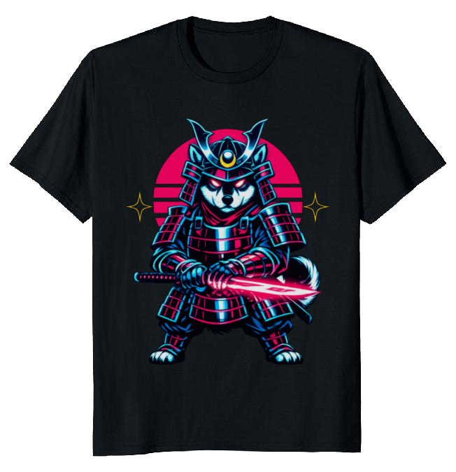 Shiba Samurai Neon Ronin T-Shirt - Gamers And Anime Fans