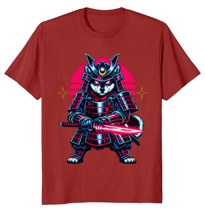 Shiba Samurai Neon Ronin T-Shirt - Gamers And Anime Fans