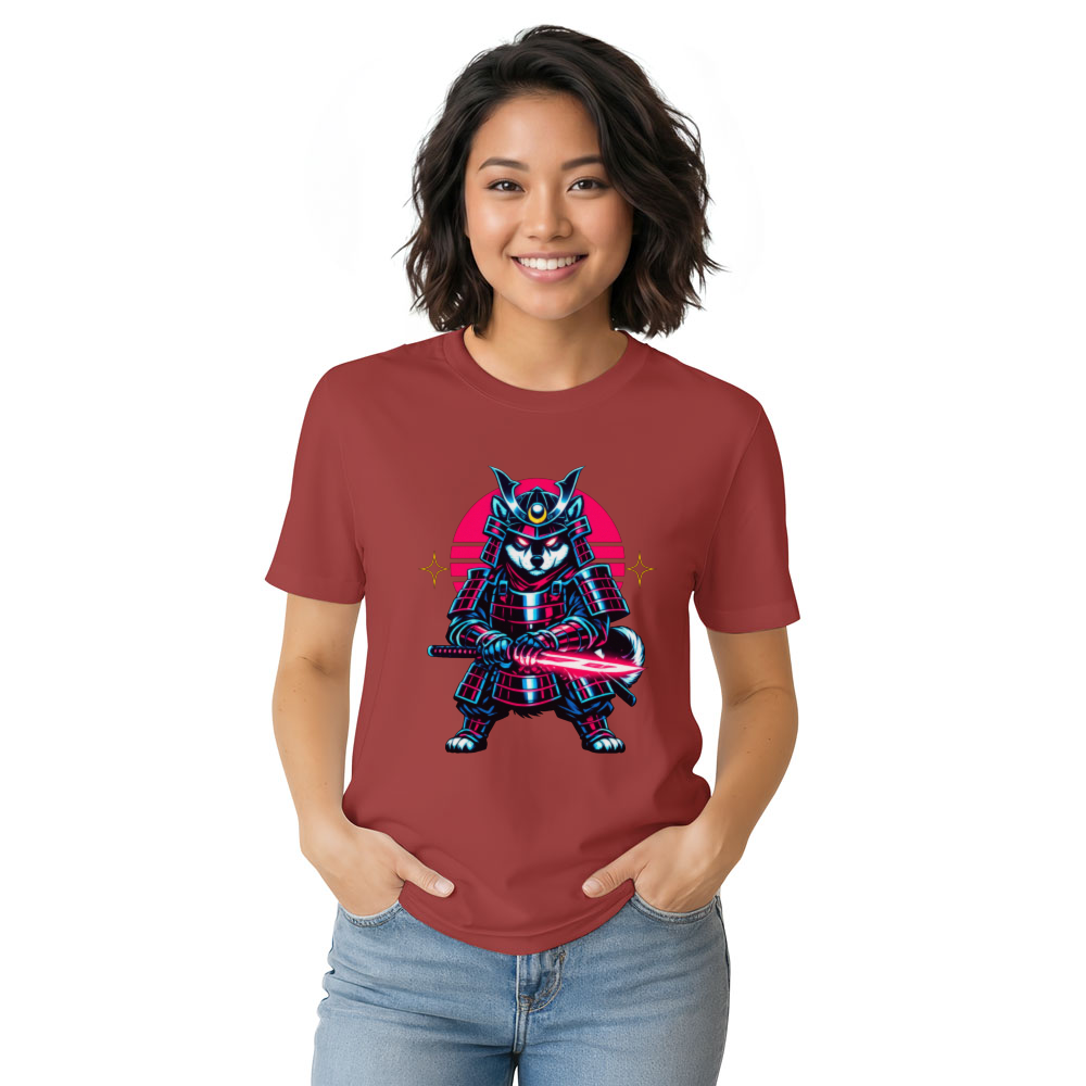 Synthwave Shiba Ronin With Neon Arcade Glow T-Shirt