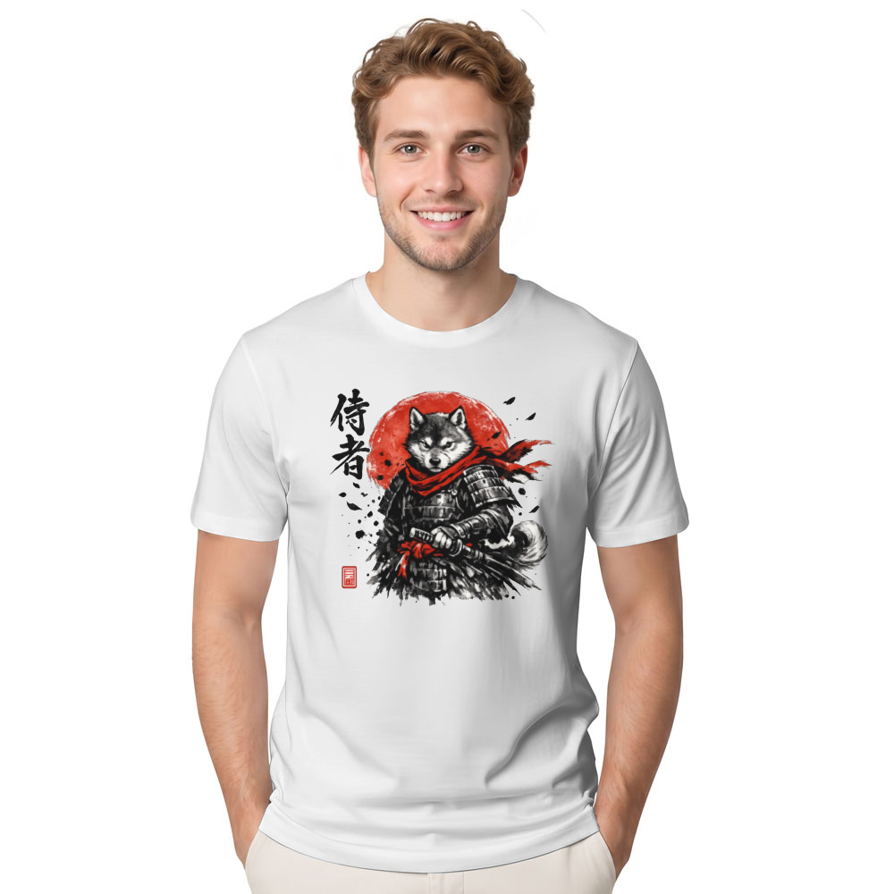 Sumi-e Shiba Ronin Under the Rising Sun Graphic T-Shirt