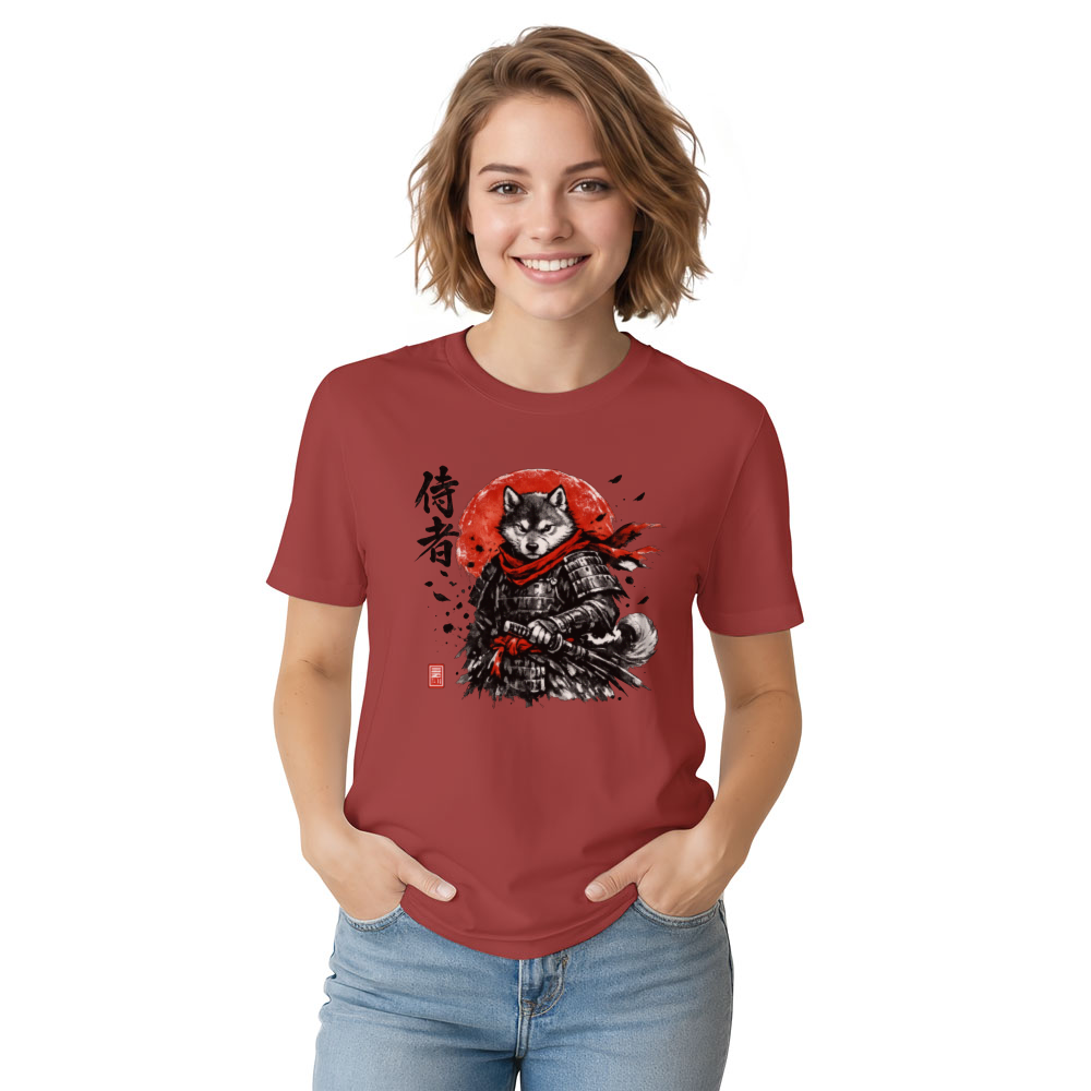 Sumi-e Shiba Ronin Under the Rising Sun Graphic T-Shirt