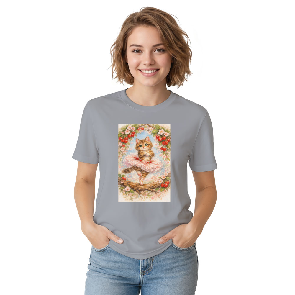 Watercolor Ballerina Kitten in a Graceful Pirouette Graphic T-Shirt