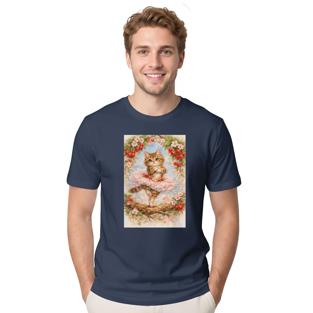 Vintage Watercolor Ballerina Kitten in a Pirouette Graphic T-Shirt