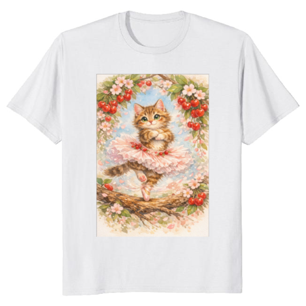 Watercolor Ballerina Kitten in a Graceful Pirouette Graphic T-Shirt