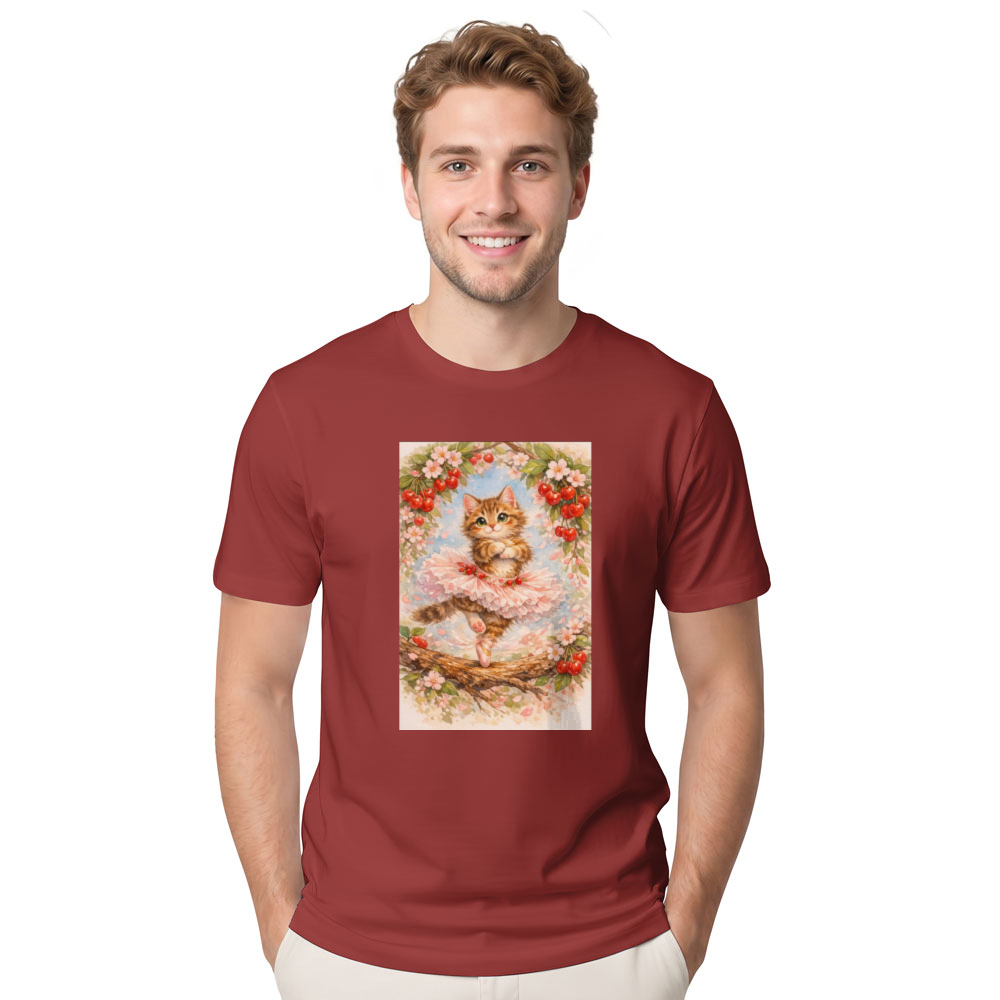 Watercolor Ballerina Kitten in a Graceful Pirouette Graphic T-Shirt