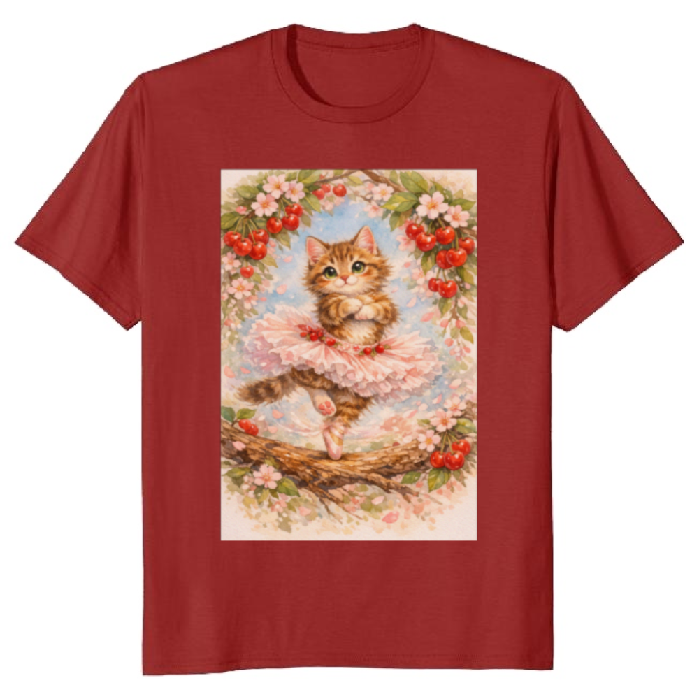 Watercolor Ballerina Kitten in a Graceful Pirouette Graphic T-Shirt