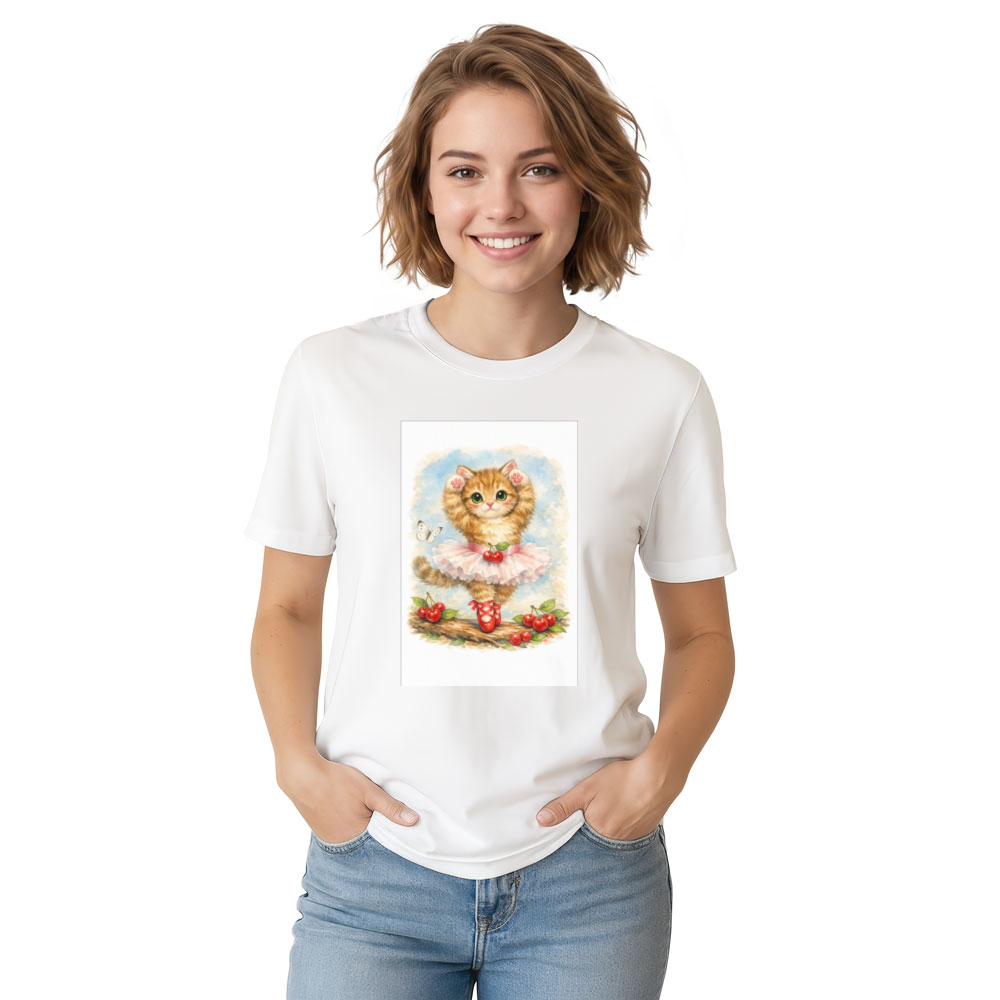 Vintage Kitten Ballerina En Pointe Illustration T-Shirt