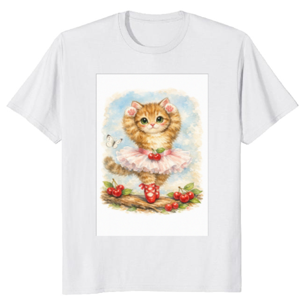 Vintage Kitten Ballerina En Pointe Illustration T-Shirt