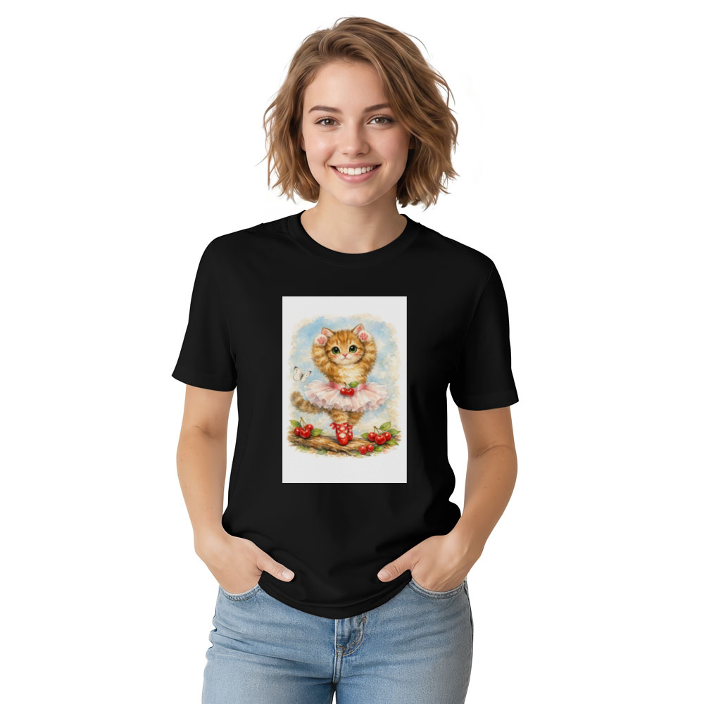 Vintage Kitten Ballerina En Pointe Illustration T-Shirt