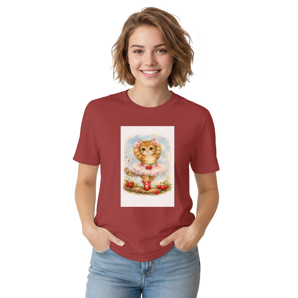 Vintage Kitten Ballerina En Pointe Illustration T-Shirt
