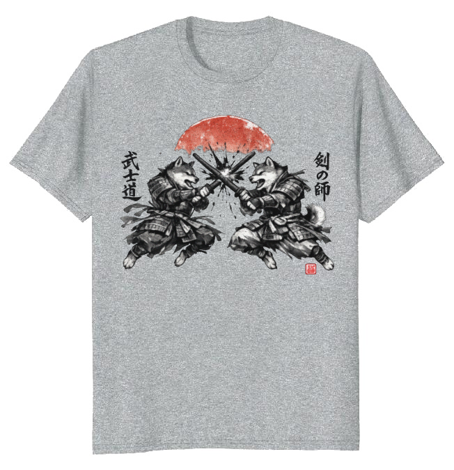 Shiba Samurai Sumi-e T-Shirt - Anime And Pop Culture Fans