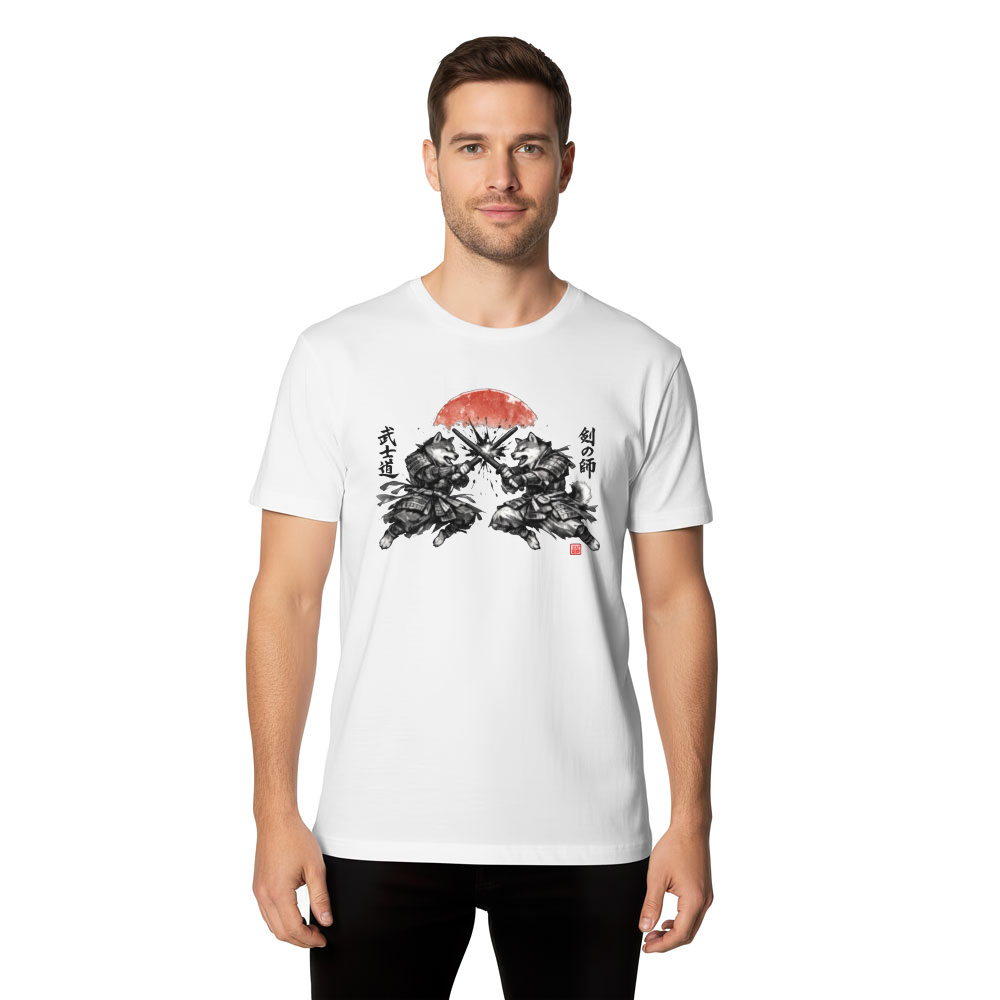 Shiba Samurai Sumi-e T-Shirt - Anime And Pop Culture Fans