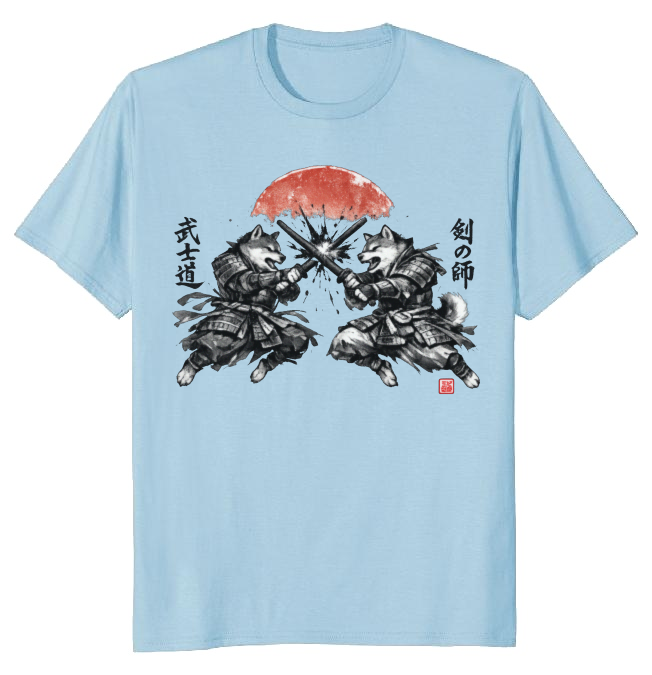 Shiba Samurai Sumi-e T-Shirt - Anime And Pop Culture Fans