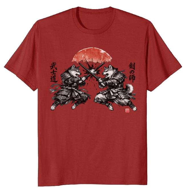 Shiba Samurai Sumi-e T-Shirt - Anime And Pop Culture Fans