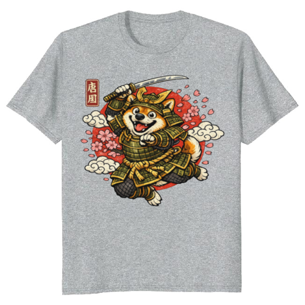 Shiba Samurai Graphic T-Shirt - Gift for Dog Lovers and Anime Fans