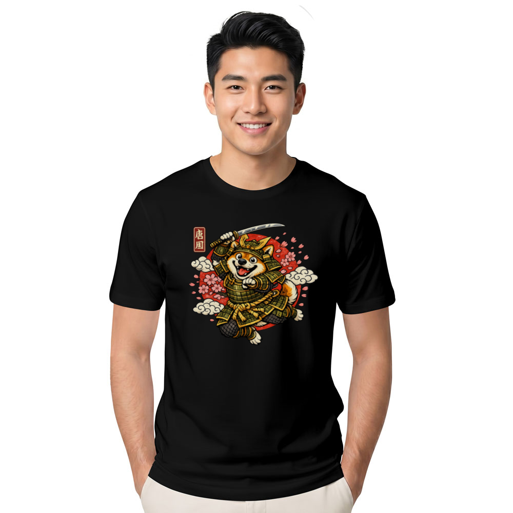 Shiba Samurai Graphic T-Shirt - Gift for Dog Lovers and Anime Fans