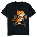 Happy Tabby Commuter T-Shirt - Gift for Coffee Lovers and Cat Owners