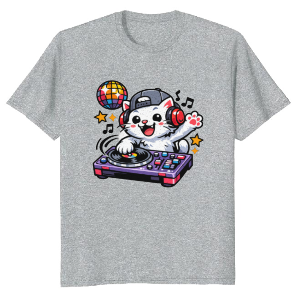 Happy Cat DJ T-Shirt - Gift for Music Lovers