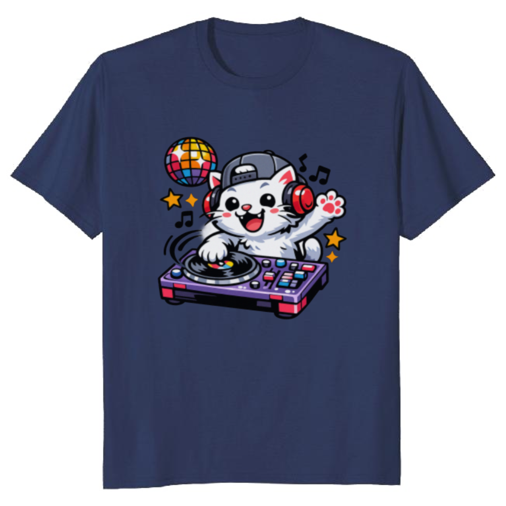 Happy Cat DJ T-Shirt - Gift for Music Lovers