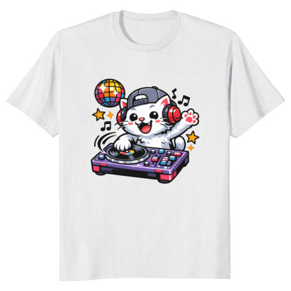 Happy Cat DJ T-Shirt - Gift for Music Lovers