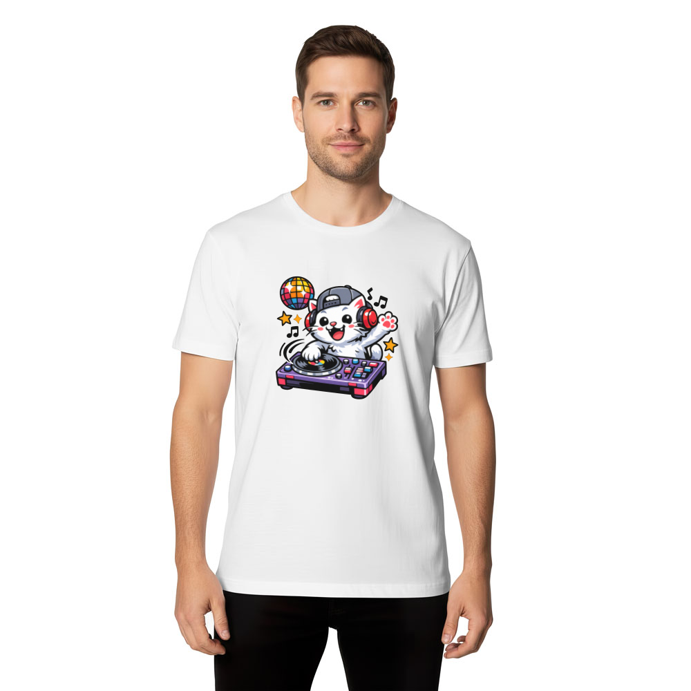 Happy Cat DJ T-Shirt - Gift for Music Lovers