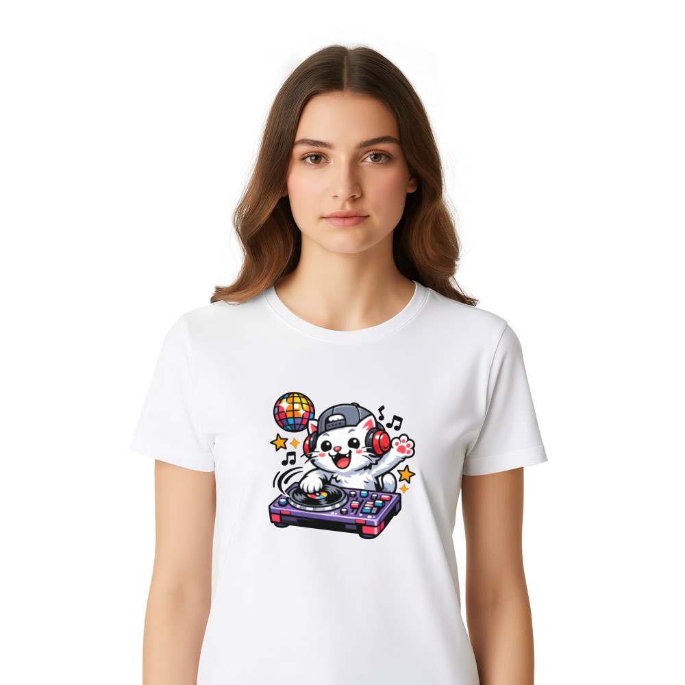 Happy Cat DJ T-Shirt - Gift for Music Lovers