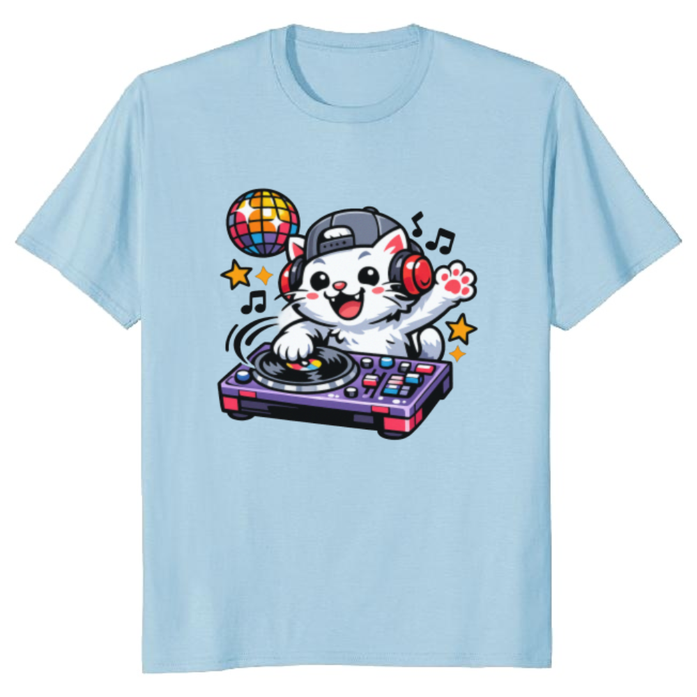 Happy Cat DJ T-Shirt - Gift for Music Lovers