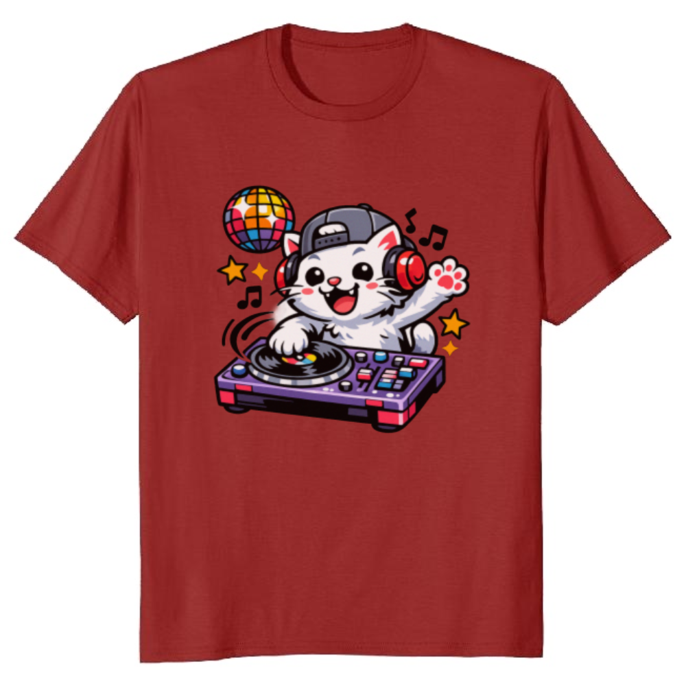 Happy Cat DJ T-Shirt - Gift for Music Lovers