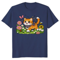 Spring Stroll Whimsical Tabby in a Floral Meadow T-Shirt