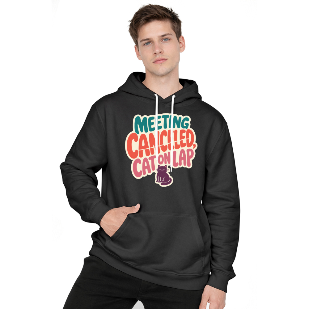 Meeting Canceled, Cat On Lap Hoodie