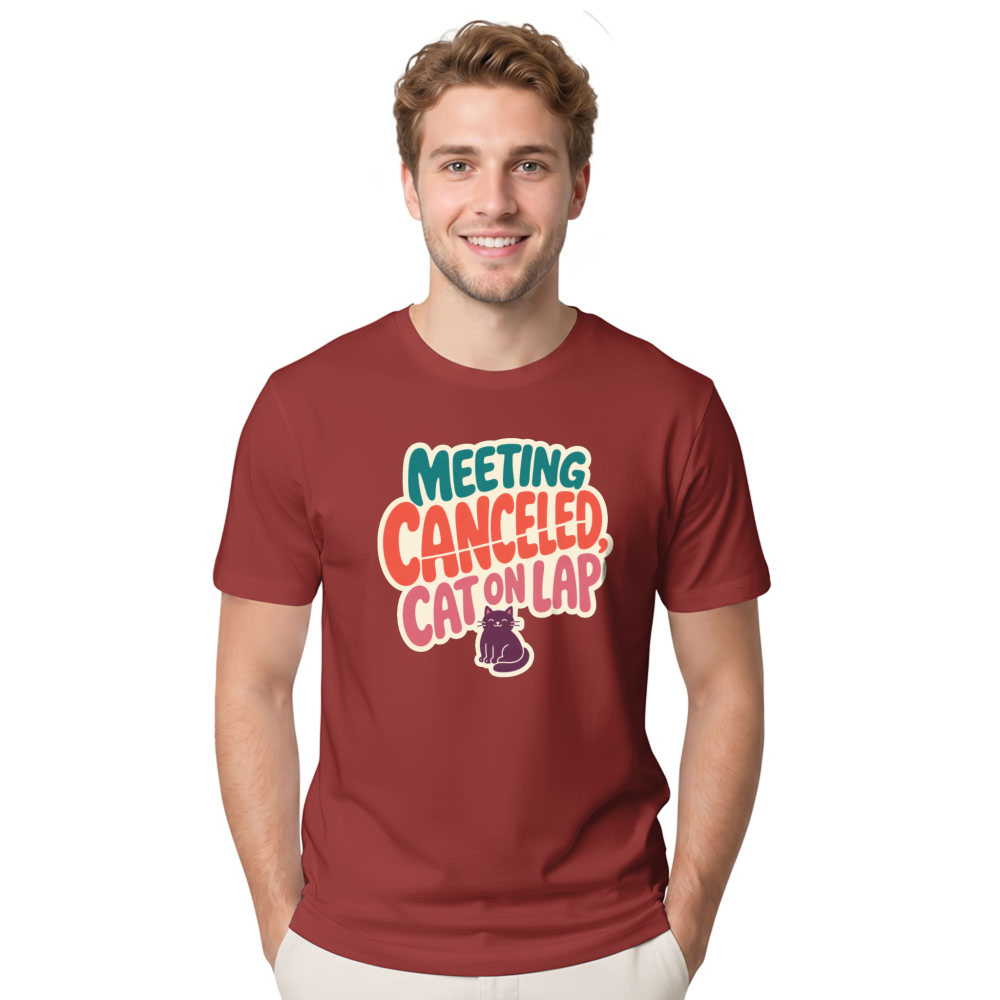 Meeting Canceled, Cat on Lap T-Shirt