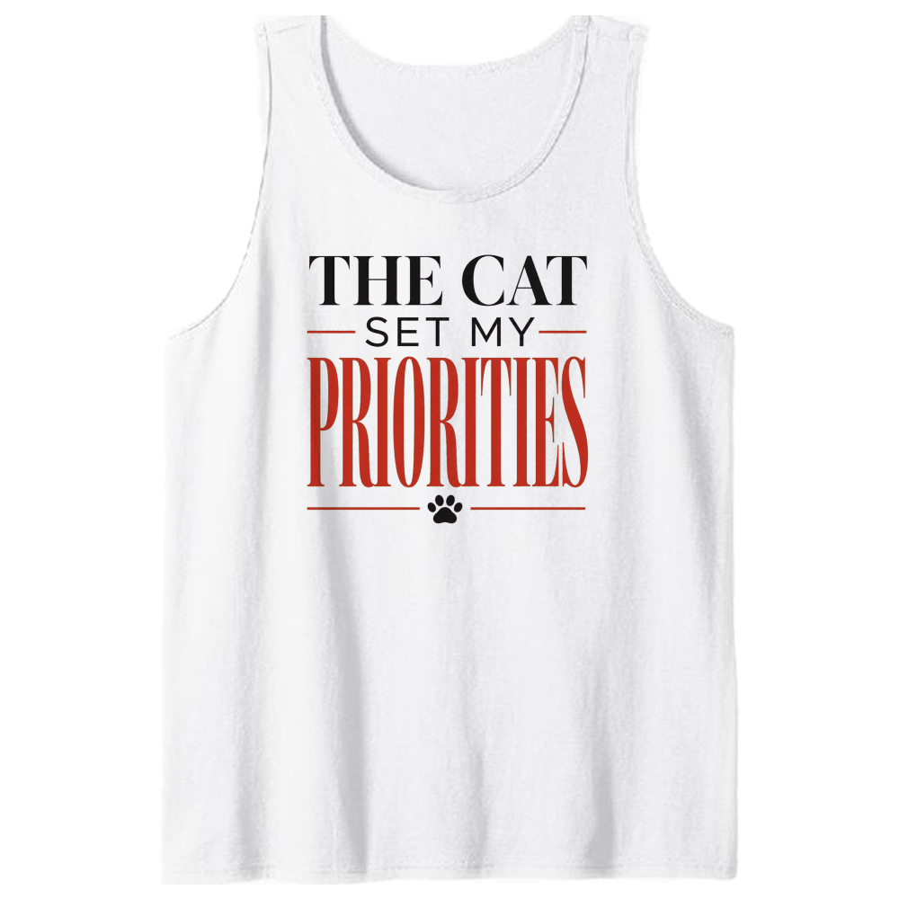 The Cat Set My Priorities Tank Top
