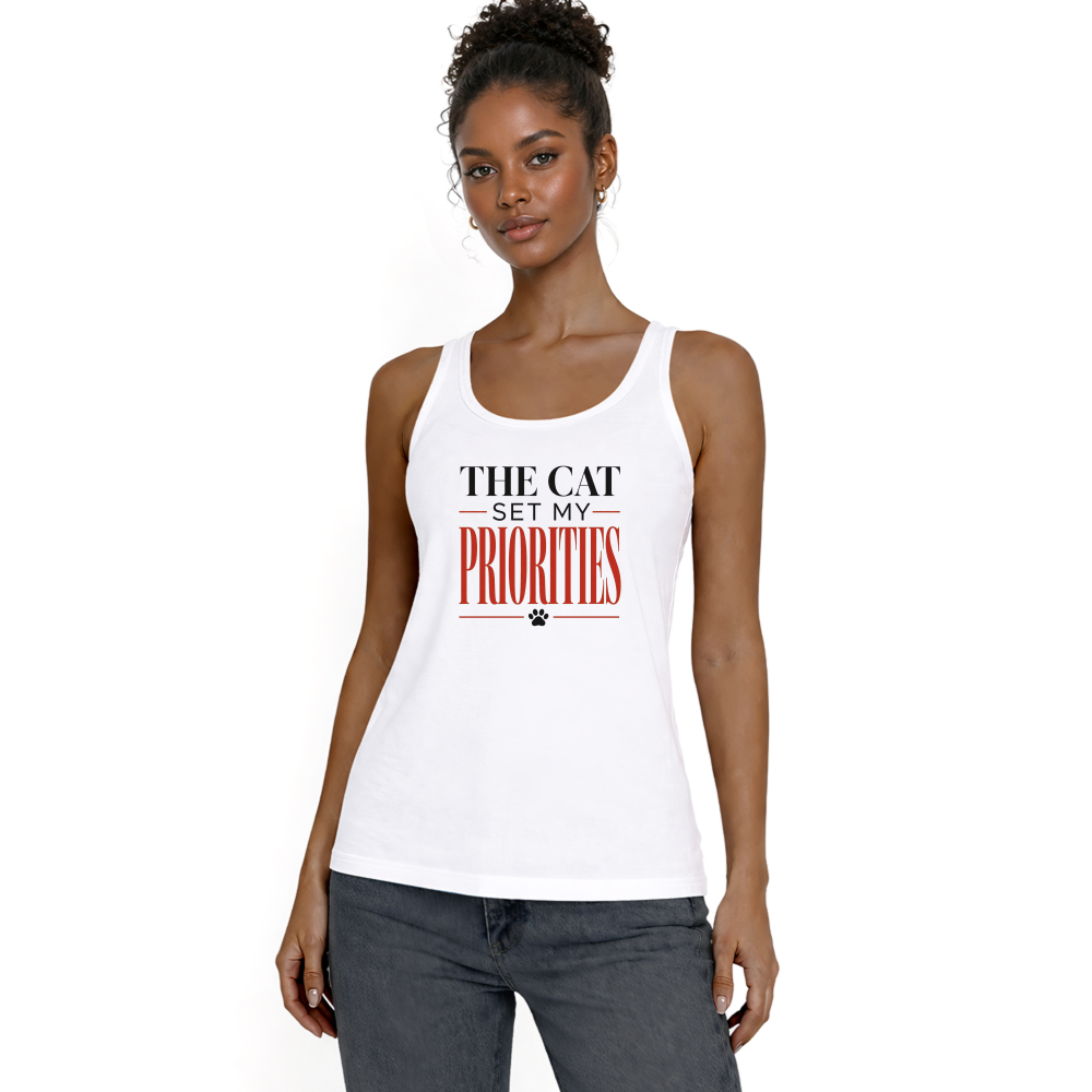 The Cat Set My Priorities Tank Top