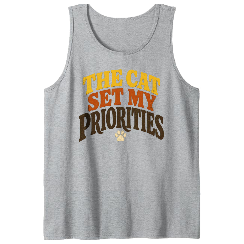 The Cat Set My Priorities Tank Top
