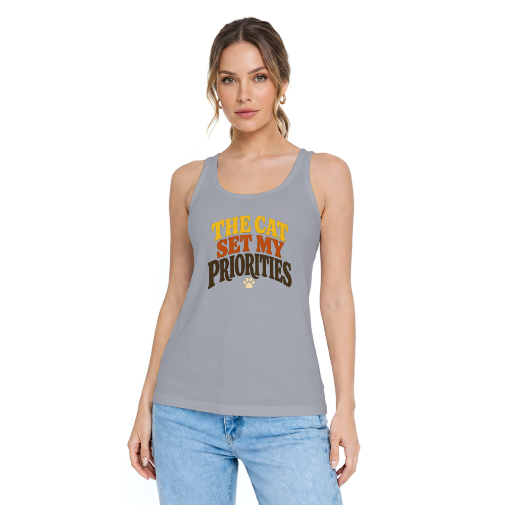 The Cat Set My Priorities Tank Top