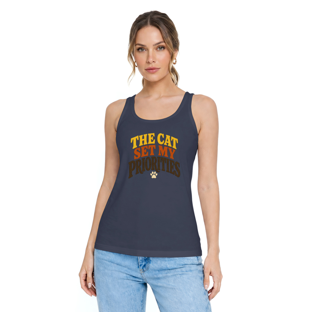 The Cat Set My Priorities Tank Top