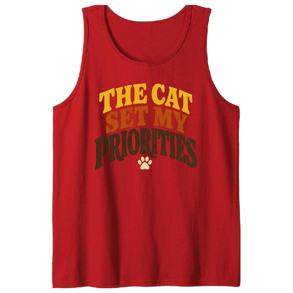The Cat Set My Priorities Tank Top