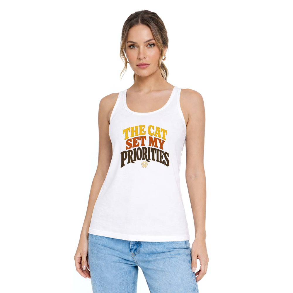 The Cat Set My Priorities Tank Top